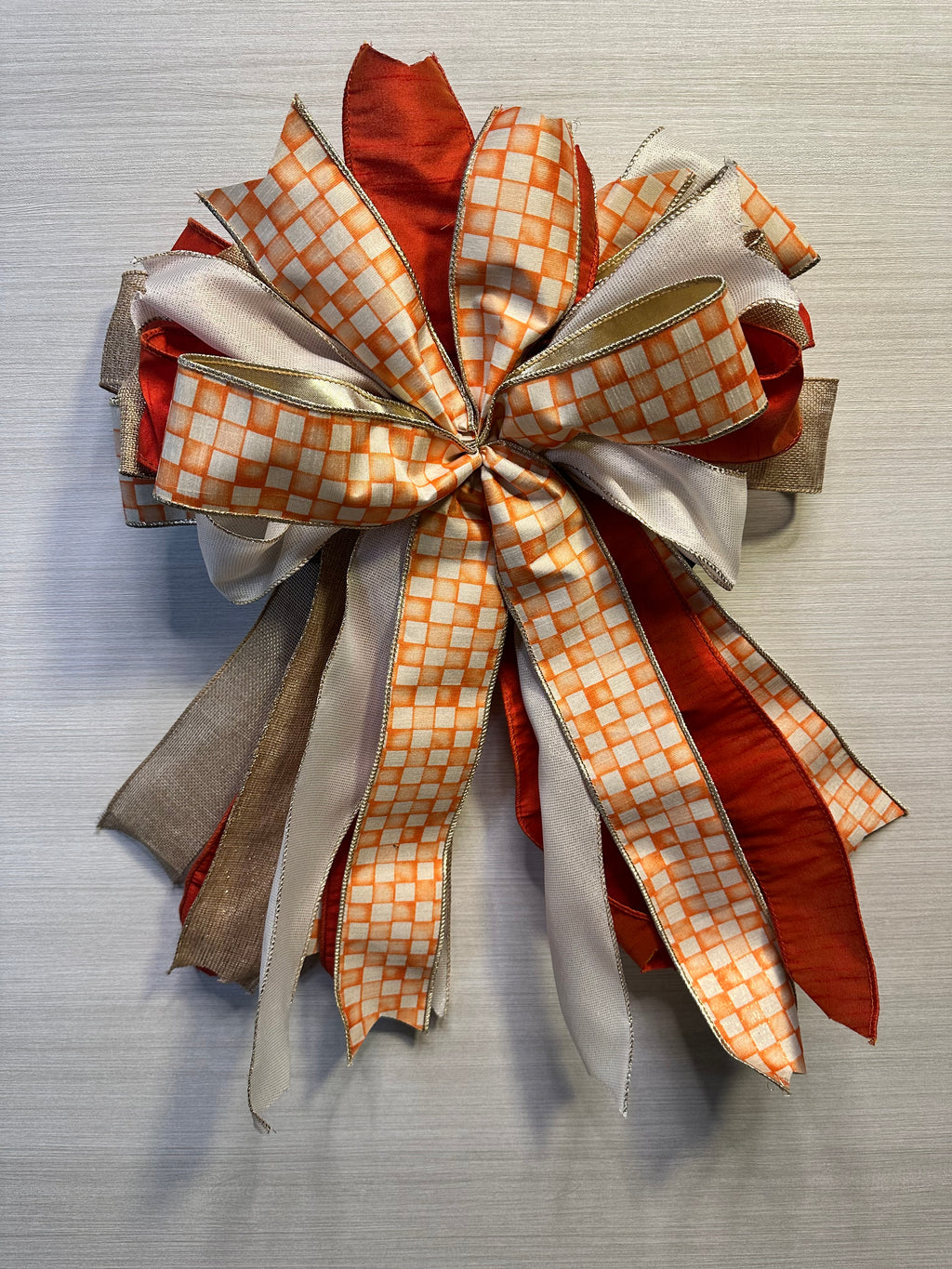 Whispering Autumn | Luxury Door Bow  | Orange, Ivory, Gold Statement Bow