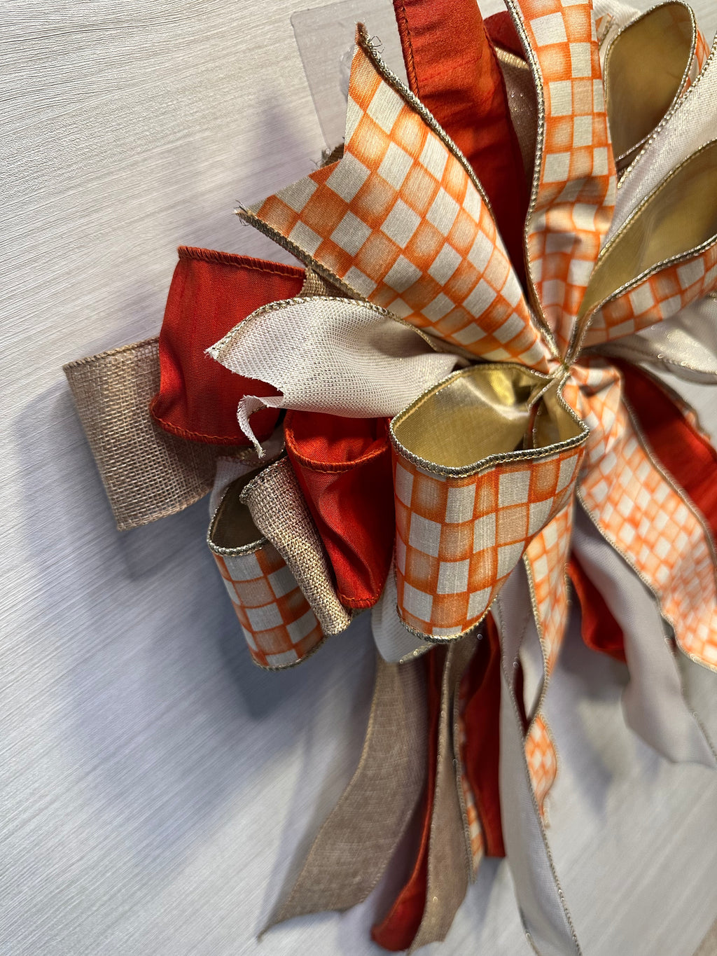 Whispering Autumn | Luxury Door Bow  | Orange, Ivory, Gold Statement Bow