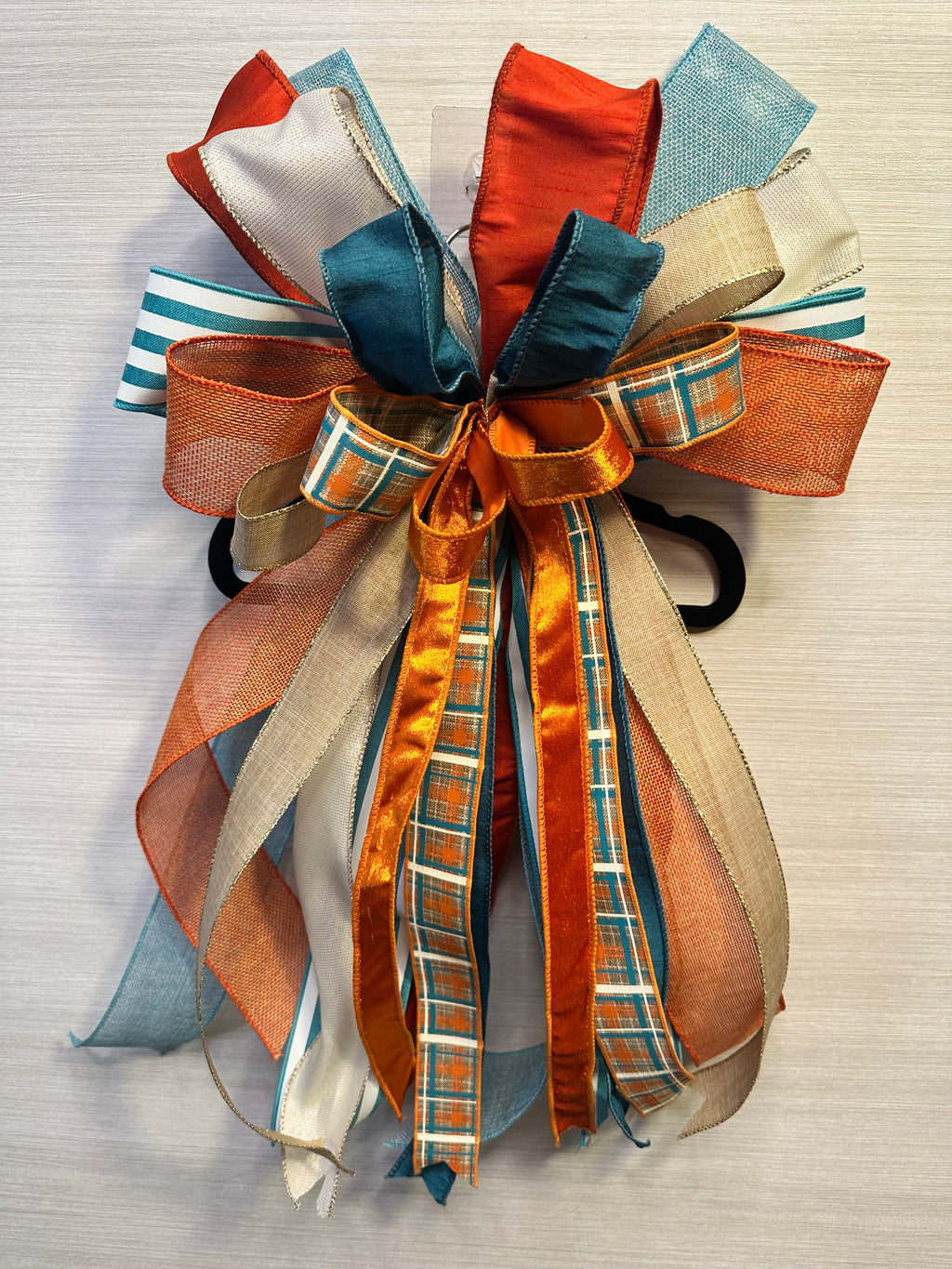 Copper Crush | Luxury Door Bow | Orange, Turquoise, Ivory and Tan Statement Bow