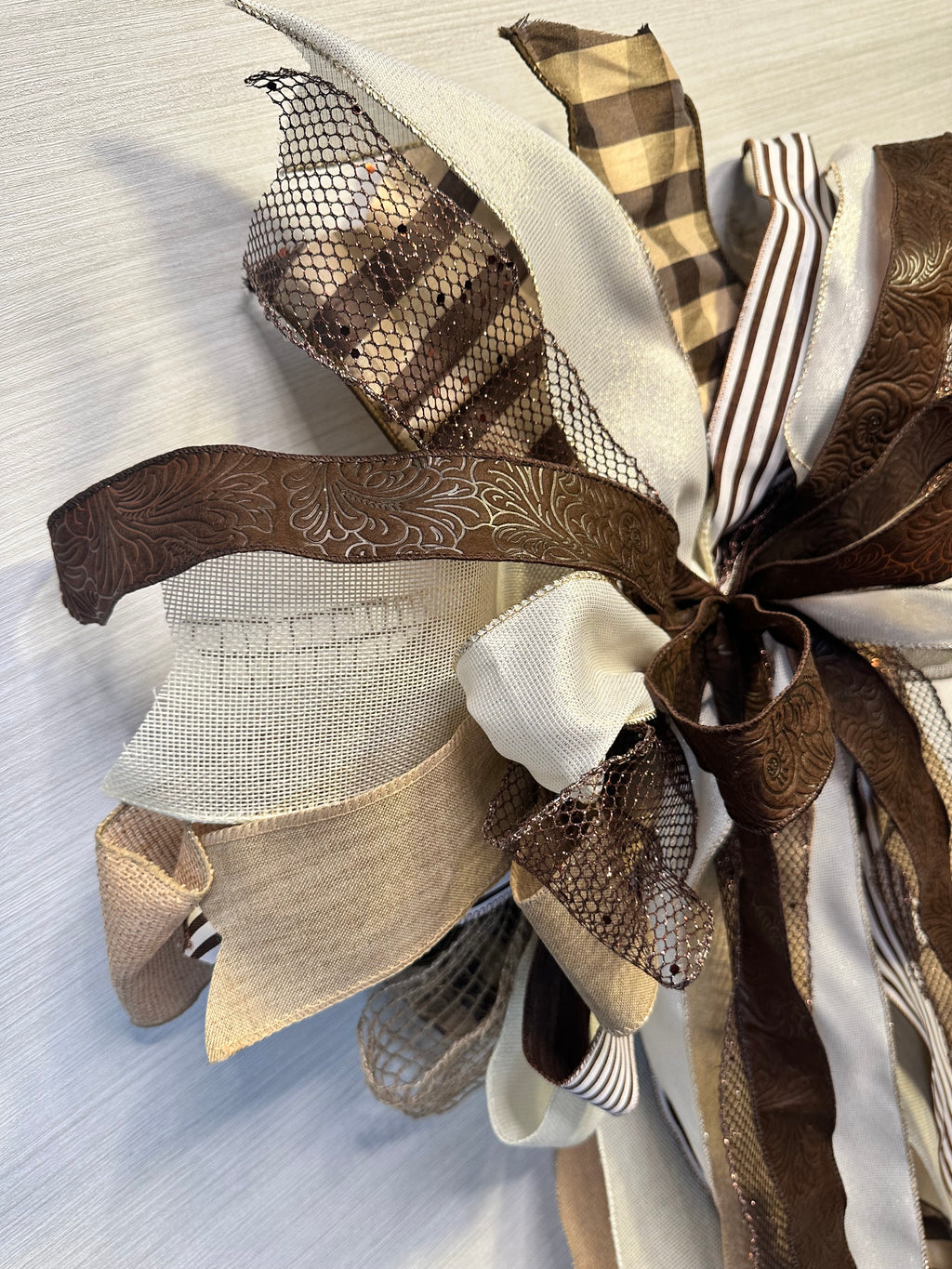 Chocolate Noir Luxury Oversized Door Bow | Chocolate Brown, Cream, Bronze Statement Bow