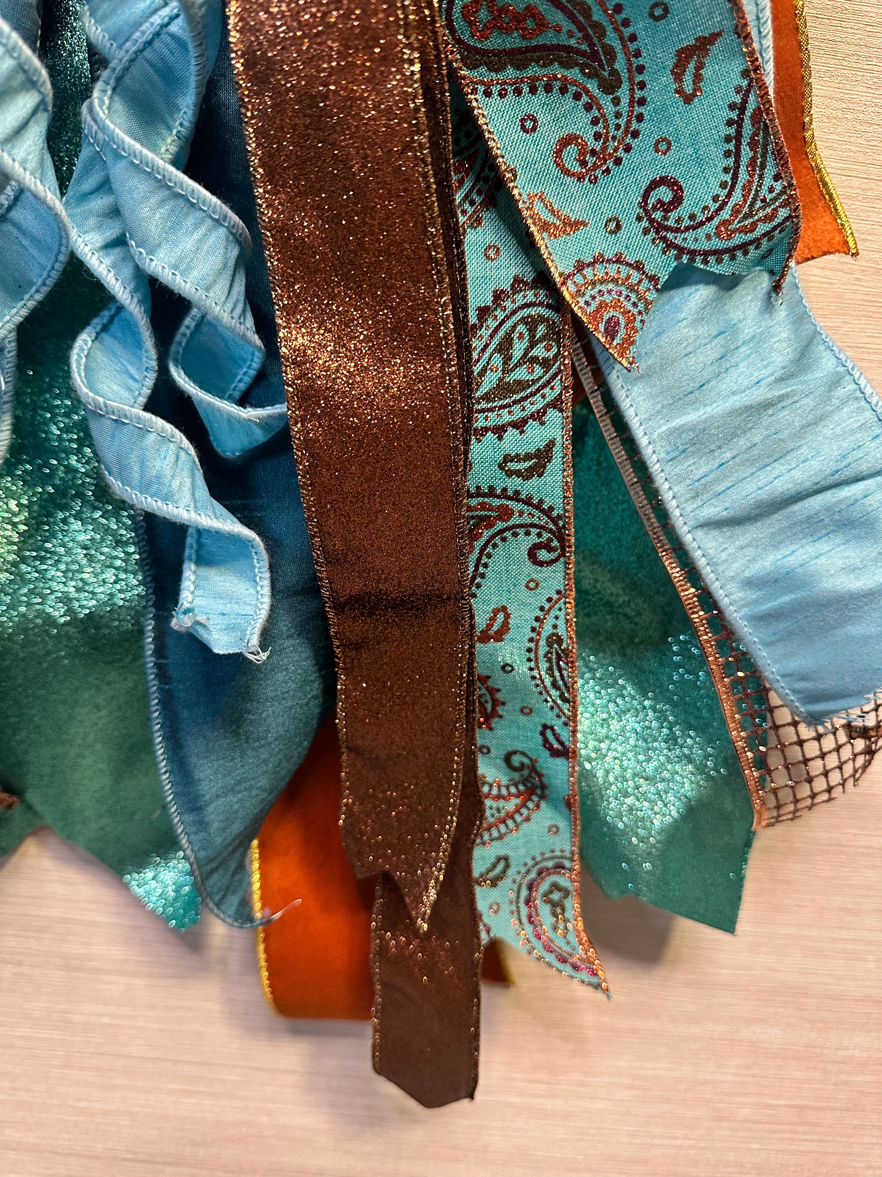 Copper Sky Luxury Oversized Door Bow | Turquoise, Copper & Bronze Statement Bow