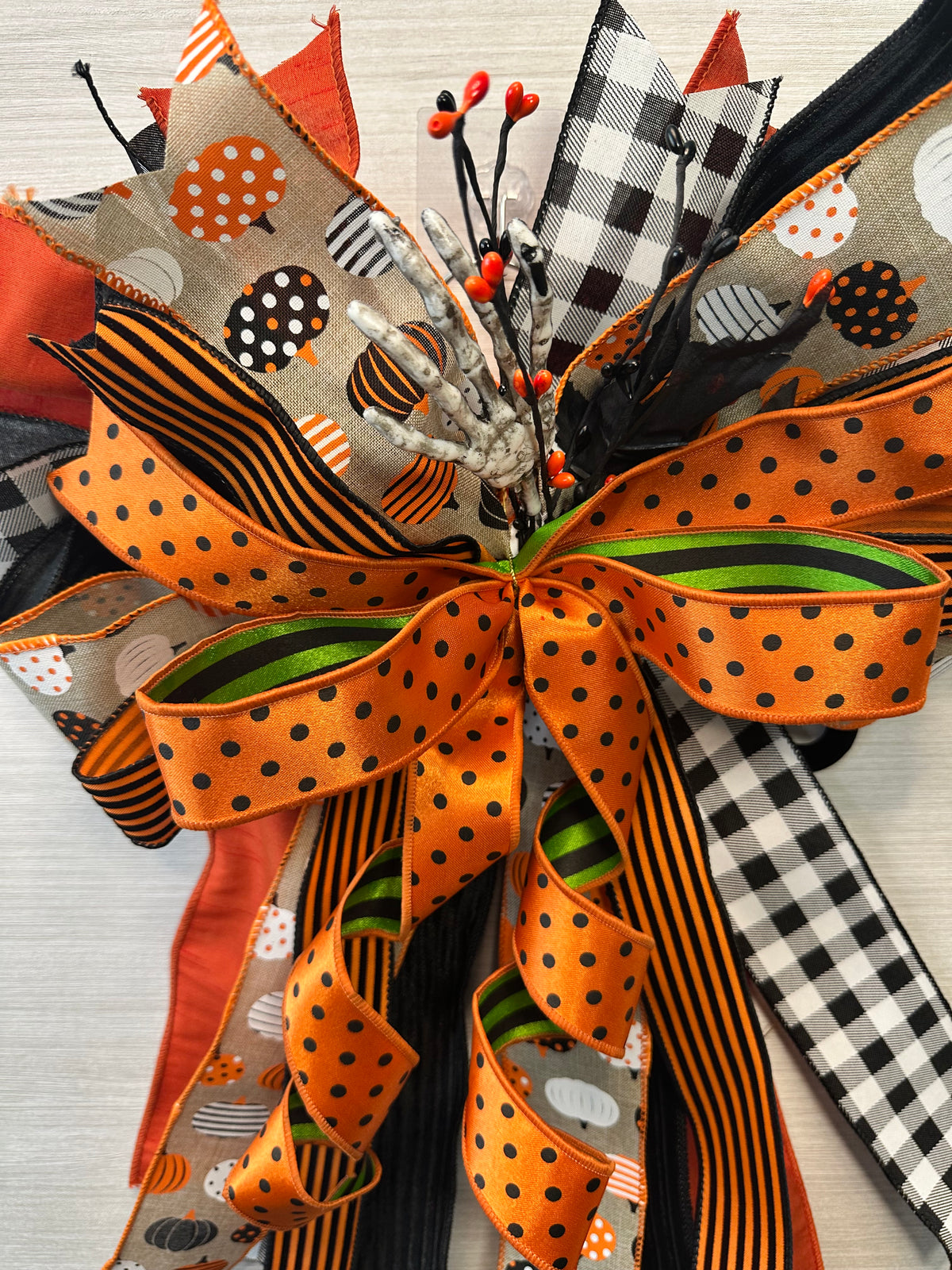 Pumpkinpalooza Medium Halloween Door Bow – Orange, Black & White Statement Bow
