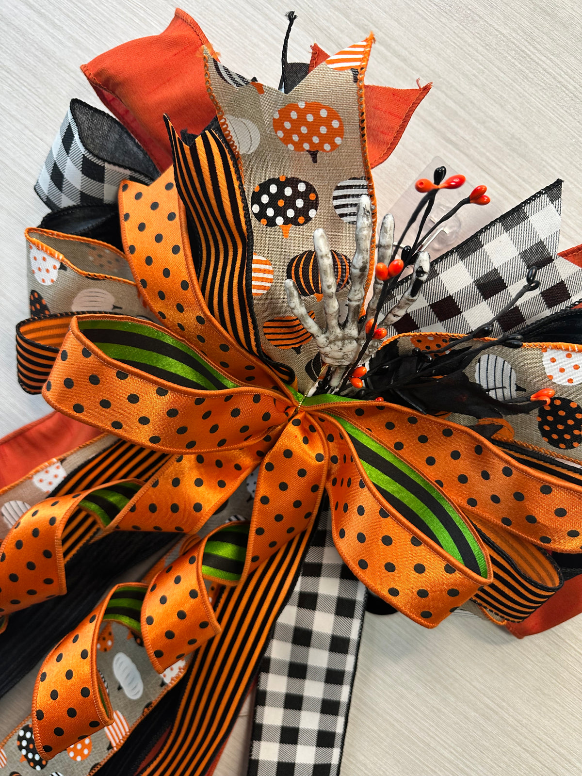 Pumpkinpalooza Medium Halloween Door Bow – Orange, Black & White Statement Bow