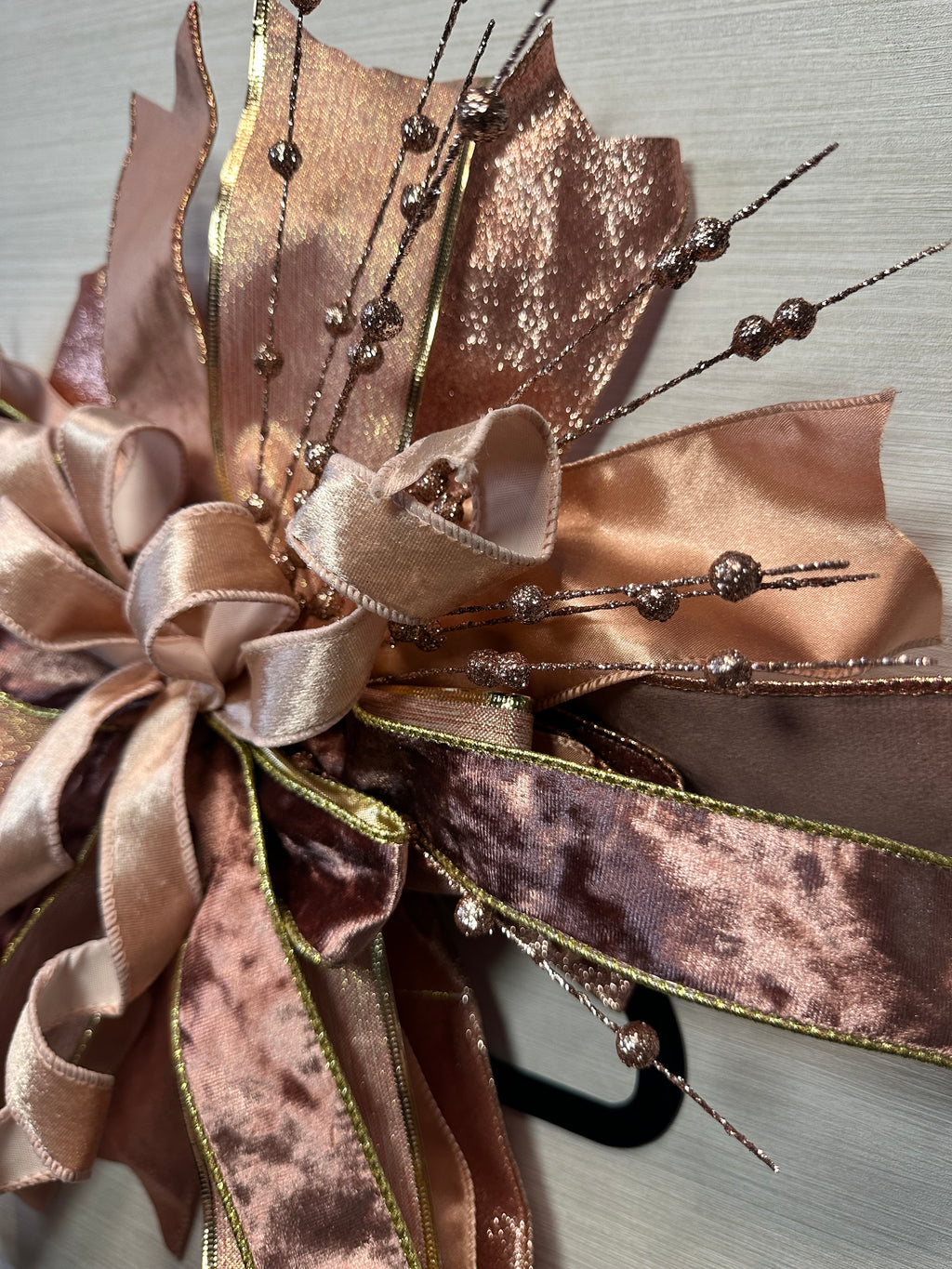 Candlelit Autumn Medium Door Bow – Blush, Rose Gold & Copper Fall Statement Bow