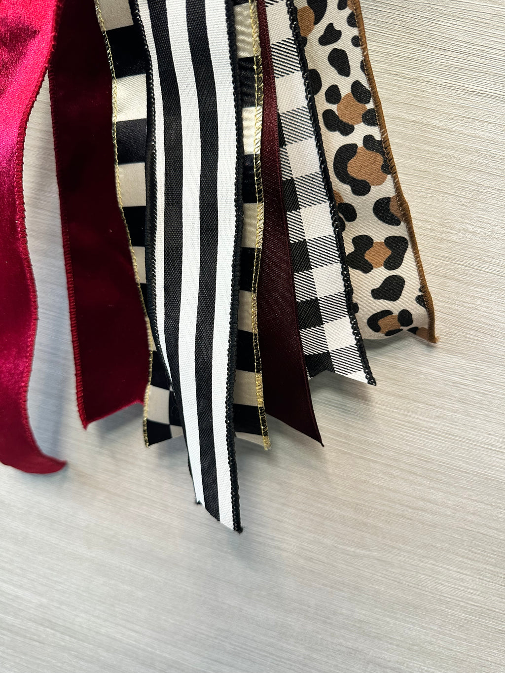 Autumn Finery Medium Door Bow – Burgundy, Black & White Fall Statement Bow