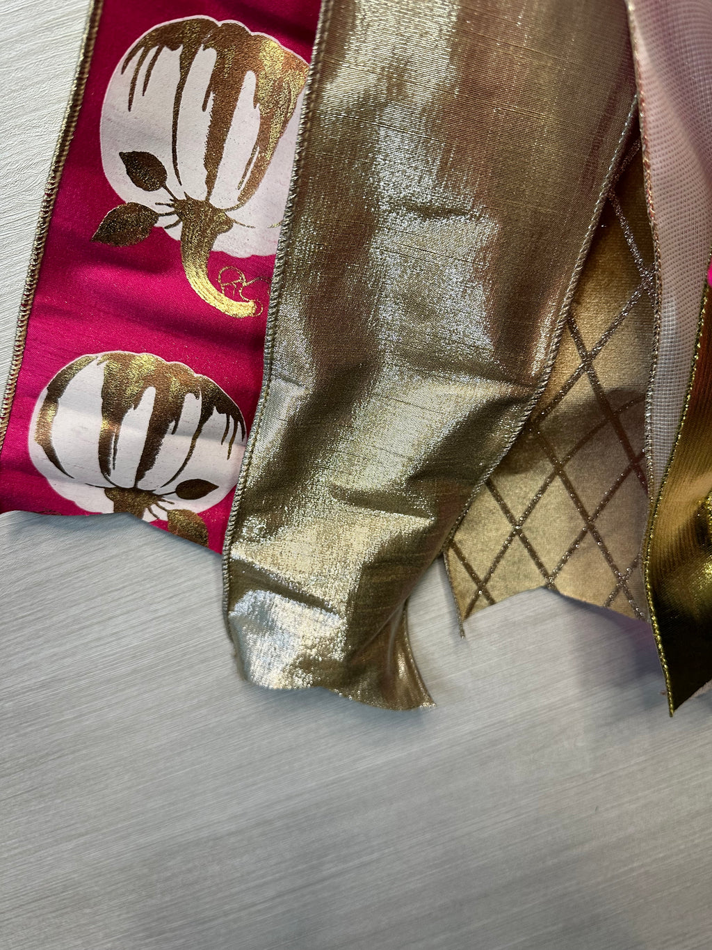 Autumn Grandeur Luxury Oversized Door Bow – Pink, Gold & Ivory Fall Statement Bow
