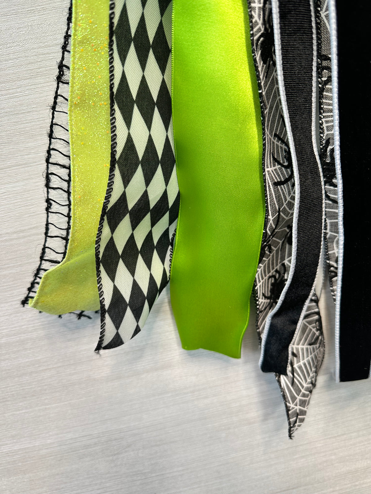 Wicked Web Luxury Oversized Door Bow – Lime Green, Black & White Halloween Statement Bow