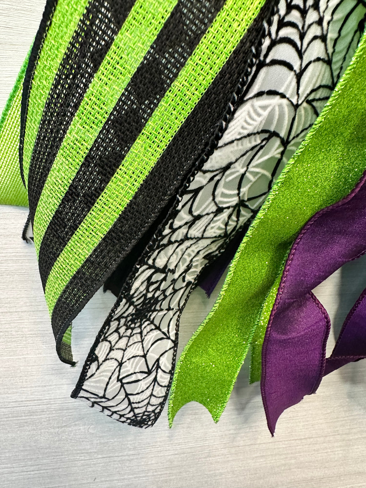 Witching Hour Luxury Halloween Door Bow – Purple, Lime & Black