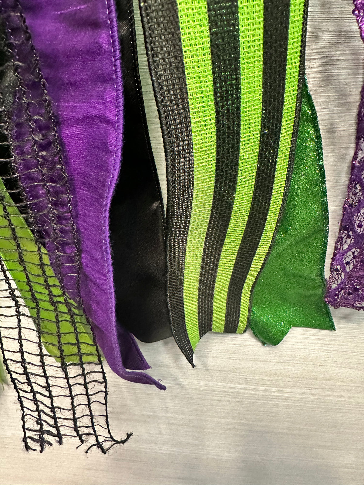 Little Bit Wicked Luxury Oversized Door Bow – Purple, Lime Green & Black Halloween Statement Bow
