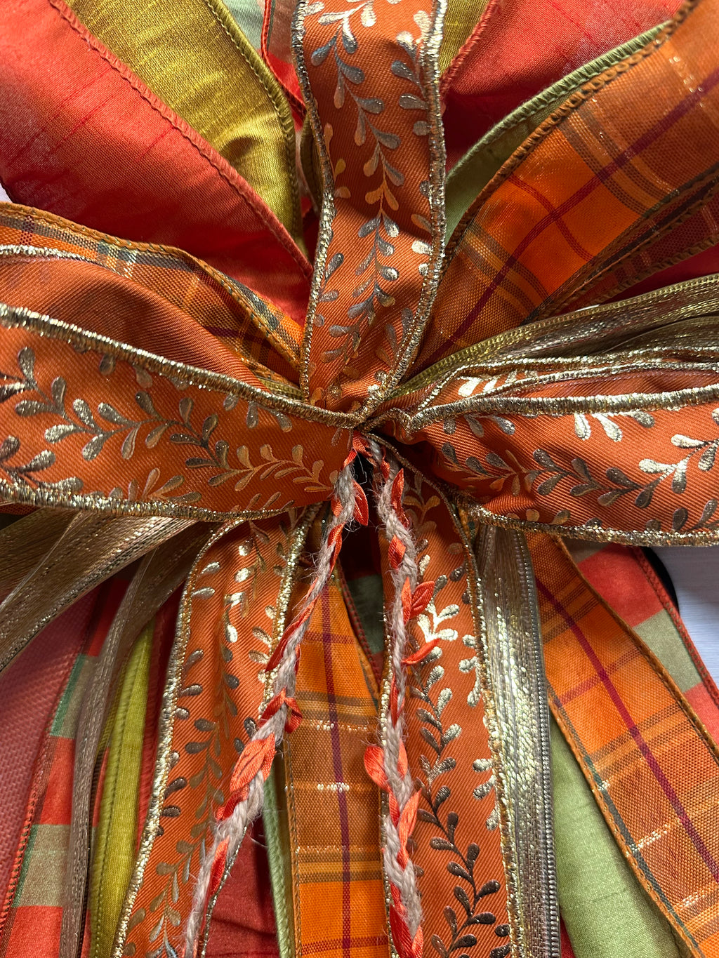 Copper Creek Luxury Oversized Door Bow – Copper, Orange & Olive Green Fall Statement Bow