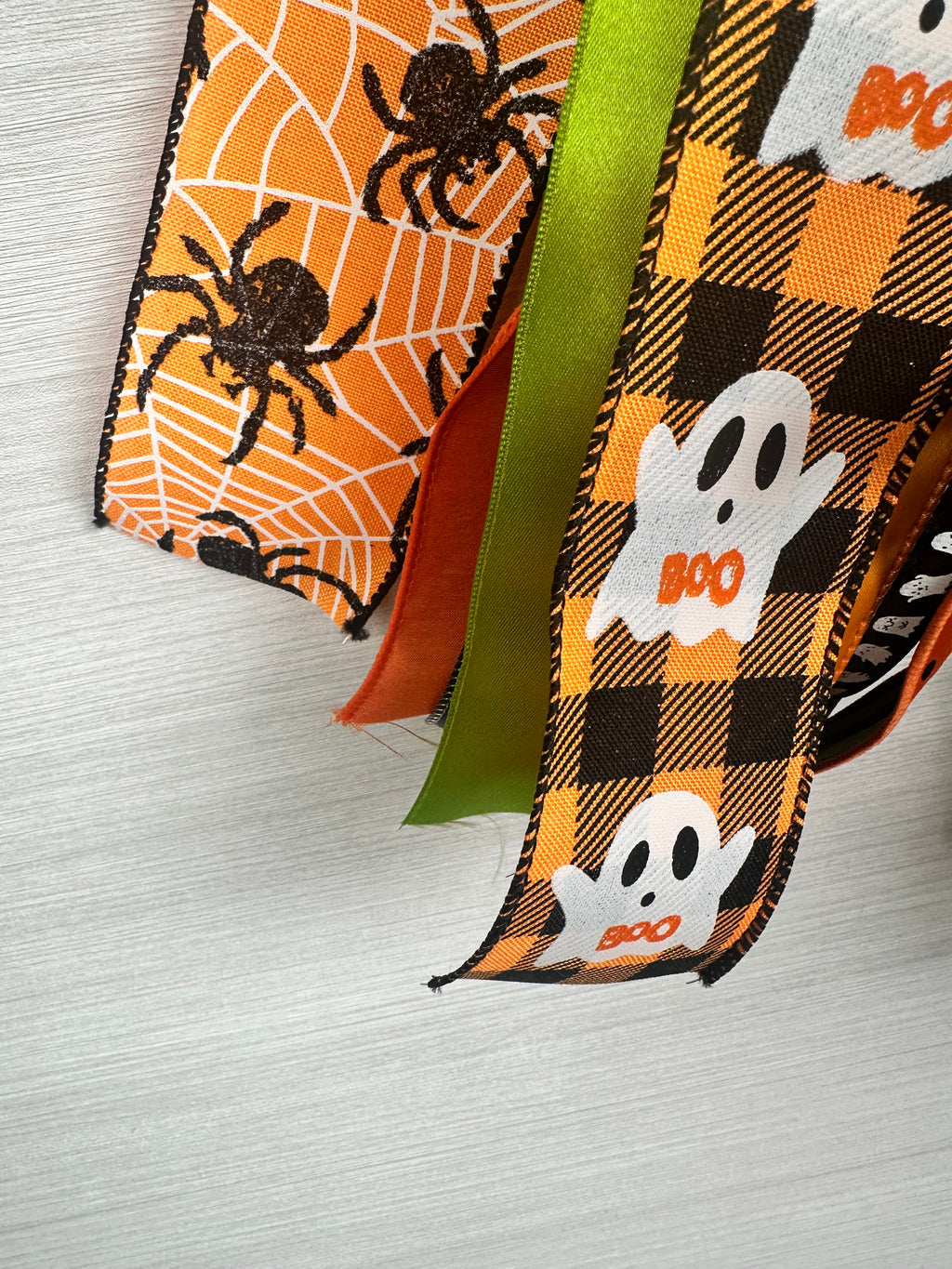 Spellbound Luxury Halloween Oversized Door Bow / Orange, Black, Green / Ghosts & Spiders