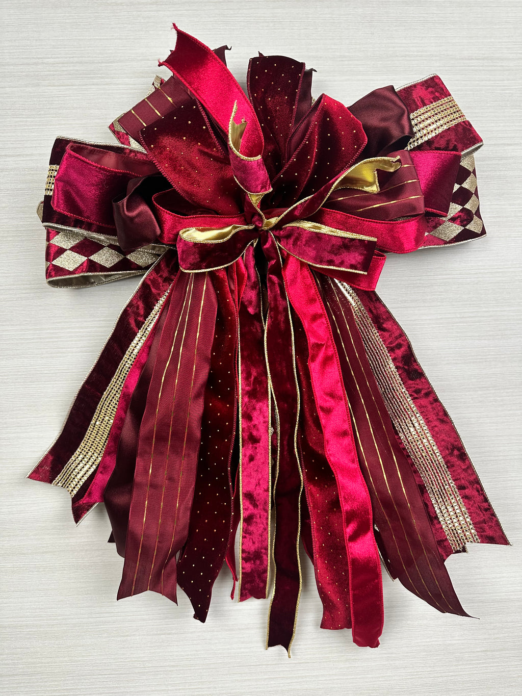 Velvet Midnight Luxury Oversized Door Bow / Burgundy and Gold