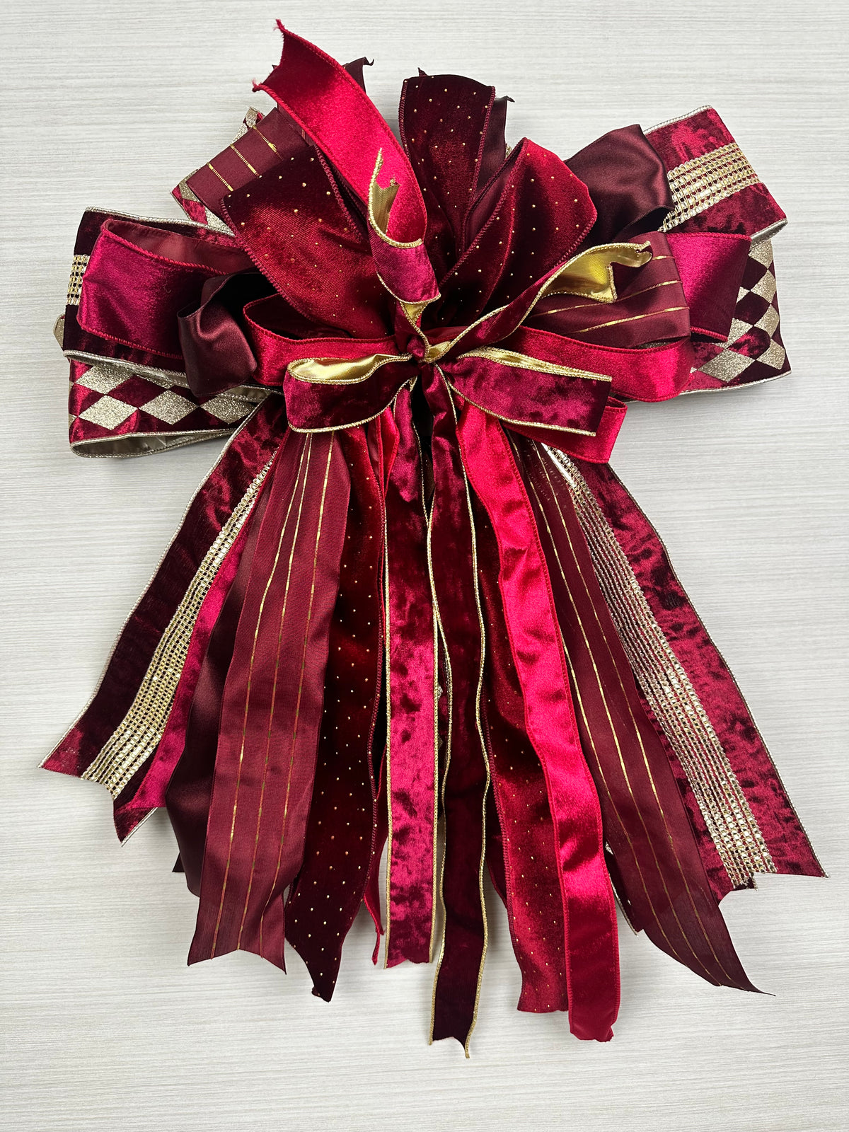 Velvet Midnight Luxury Oversized Door Bow / Burgundy and Gold