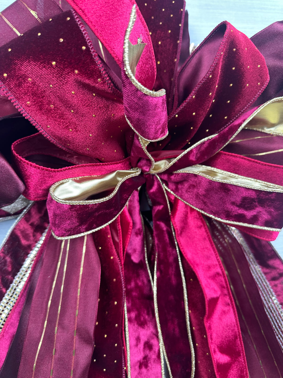 Velvet Midnight Luxury Oversized Door Bow / Burgundy and Gold