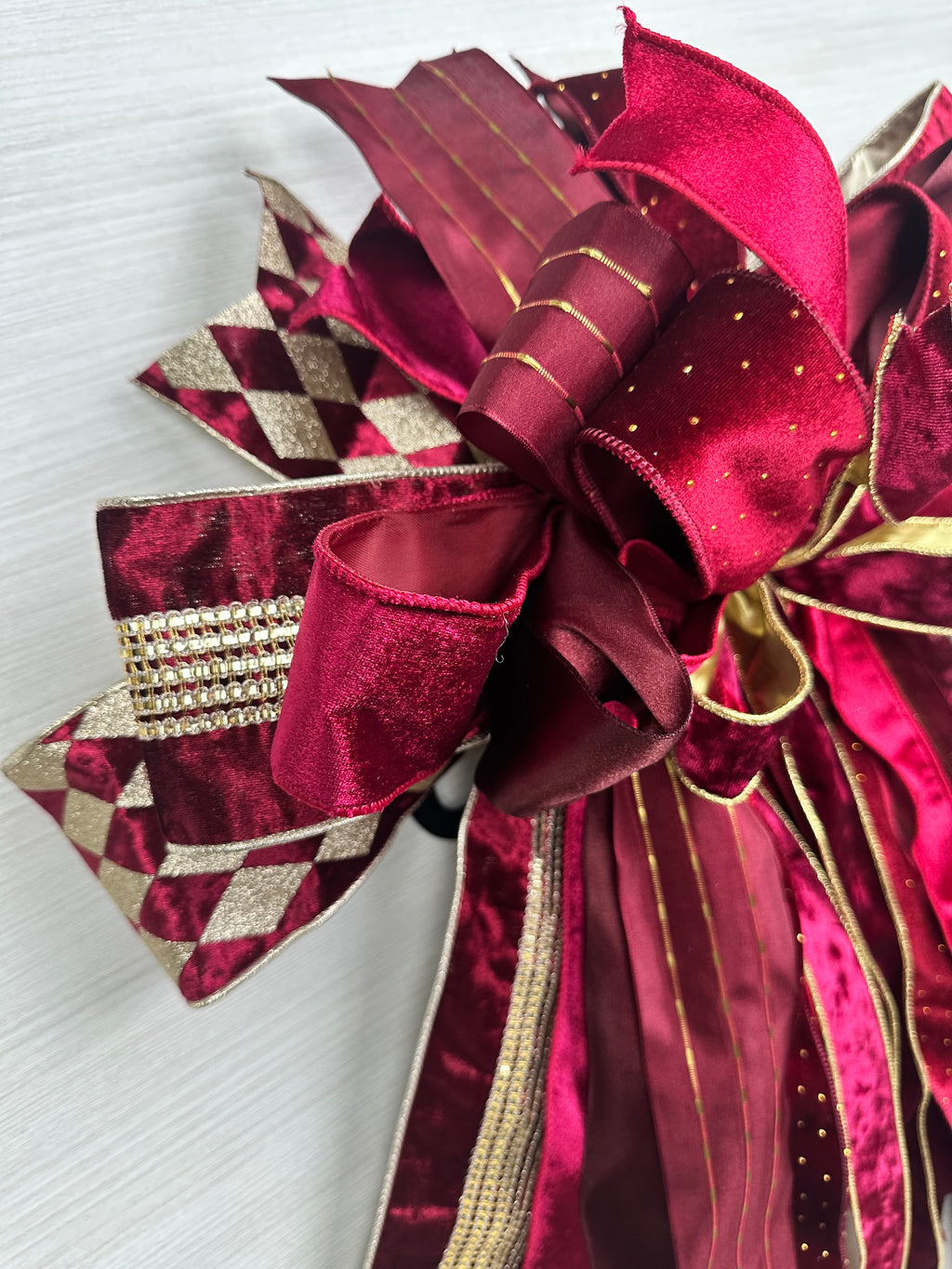Velvet Midnight Luxury Oversized Door Bow / Burgundy and Gold
