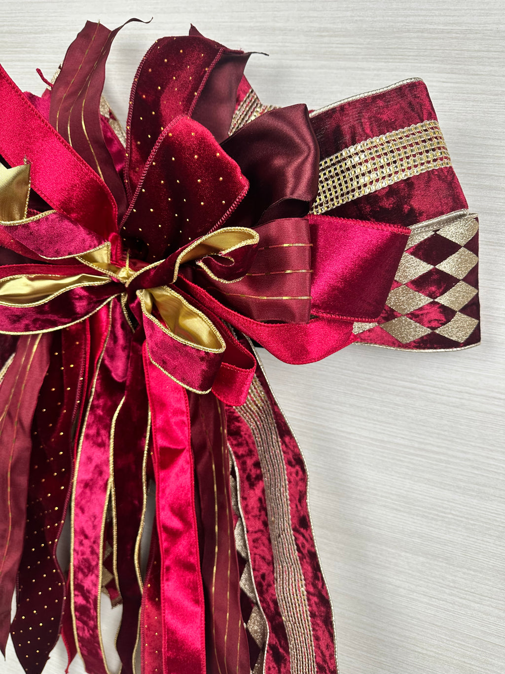Velvet Midnight Luxury Oversized Door Bow / Burgundy and Gold