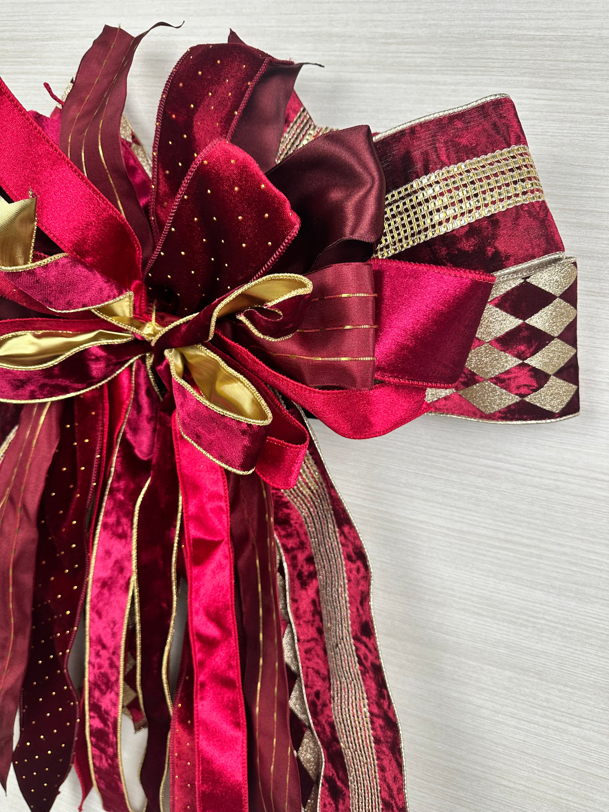 Velvet Midnight Luxury Oversized Door Bow / Burgundy and Gold
