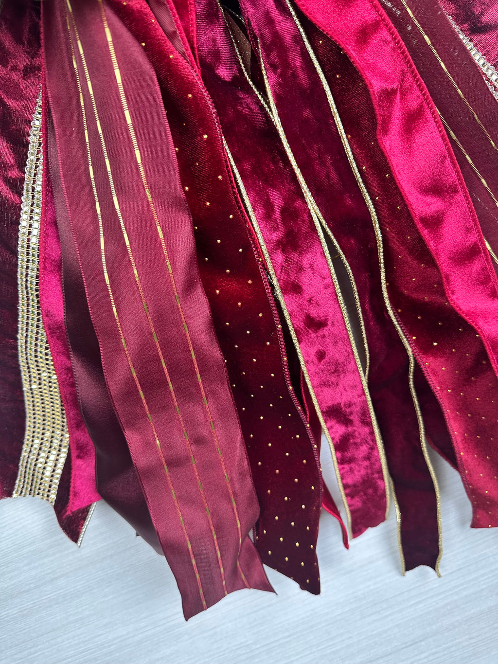 Velvet Midnight Luxury Oversized Door Bow / Burgundy and Gold