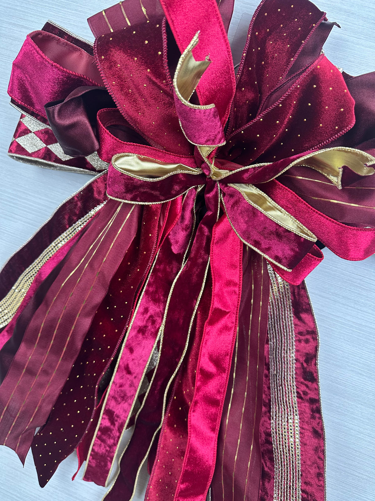Velvet Midnight Luxury Oversized Door Bow / Burgundy and Gold