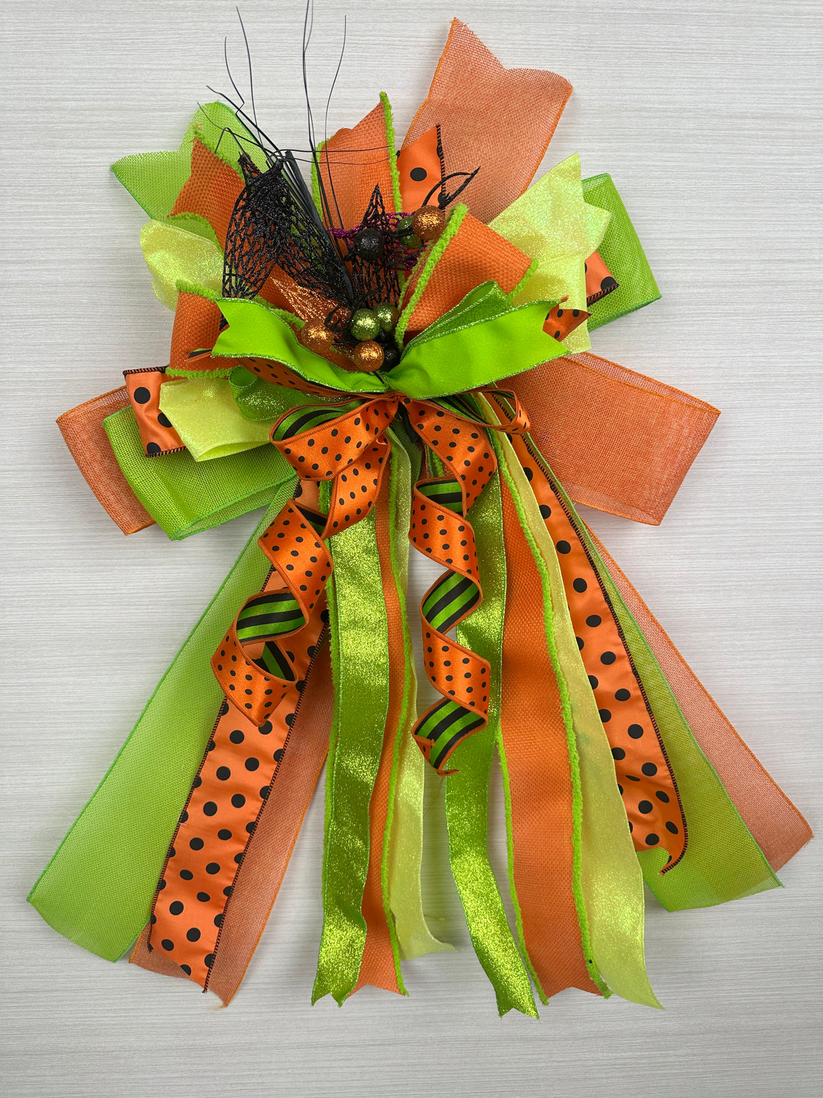 I Put a Spell On You Oversized Halloween Door Bow / Orange & Lime Green