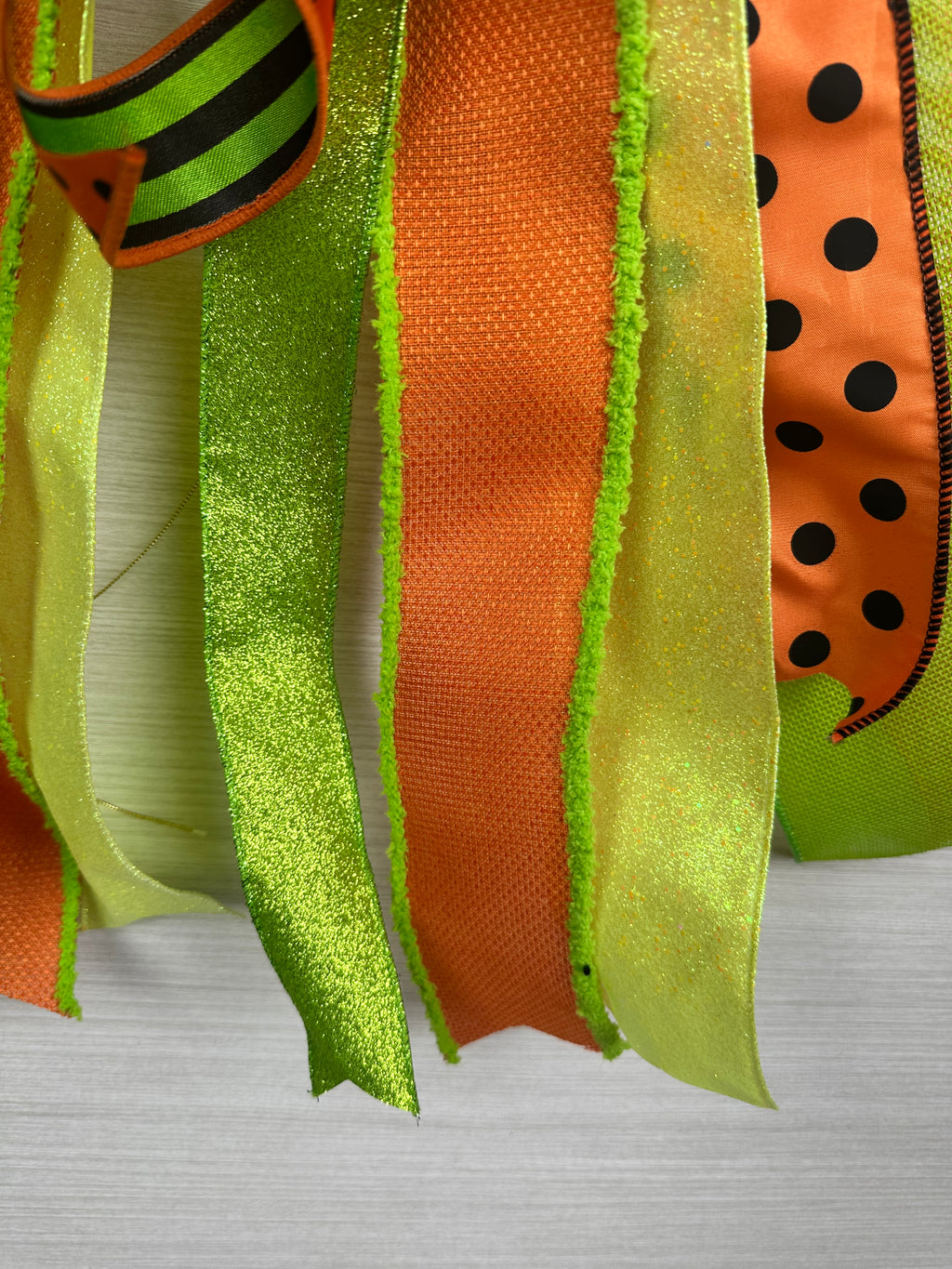 I Put a Spell On You Oversized Halloween Door Bow / Orange & Lime Green