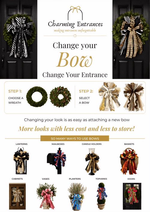After Hours Luxury Oversized Door Bow | Black, Ivory, Champagne & Gold Statement Bow