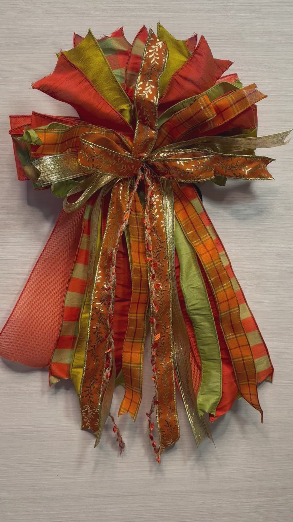 Copper Creek Luxury Oversized Door Bow – Copper, Orange & Olive Green Fall Statement Bow