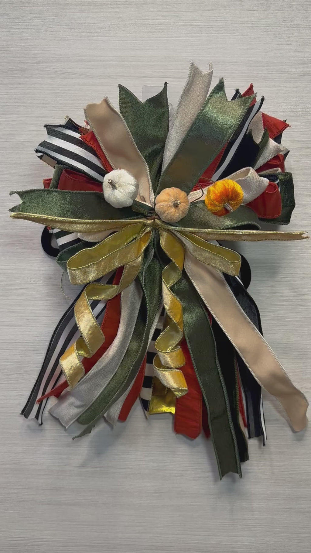 The Golden Season Medium Door Bow – Green, Orange, Gold & Cream Fall Statement Bow