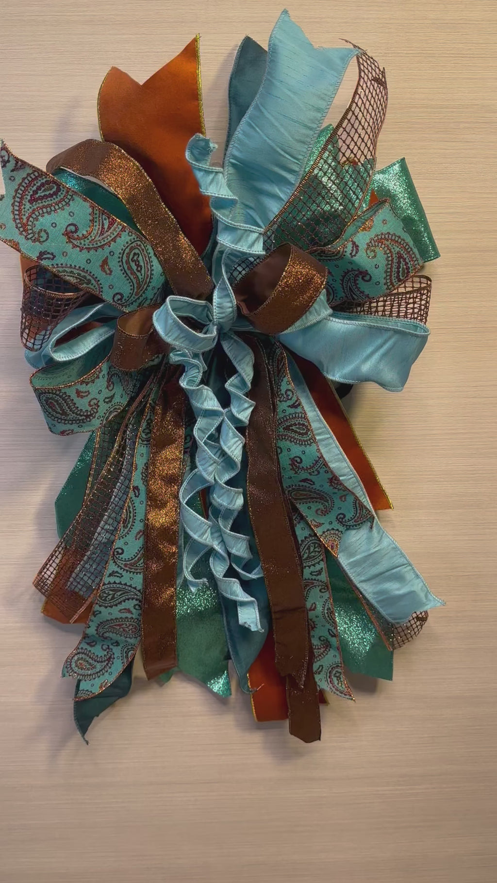 Copper Sky Luxury Oversized Door Bow | Turquoise, Copper & Bronze Statement Bow