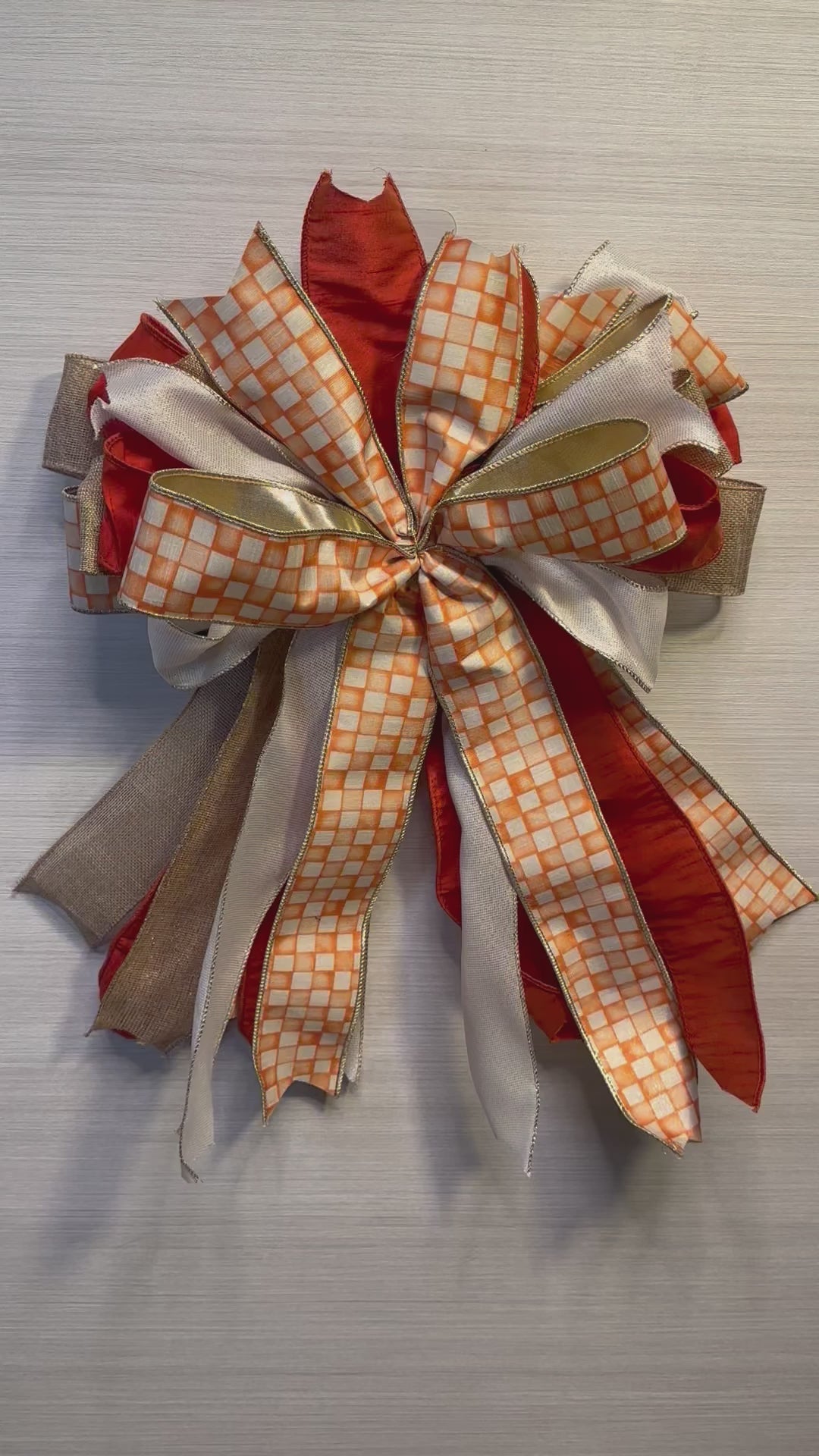 Whispering Autumn | Luxury Door Bow  | Orange, Ivory, Gold Statement Bow