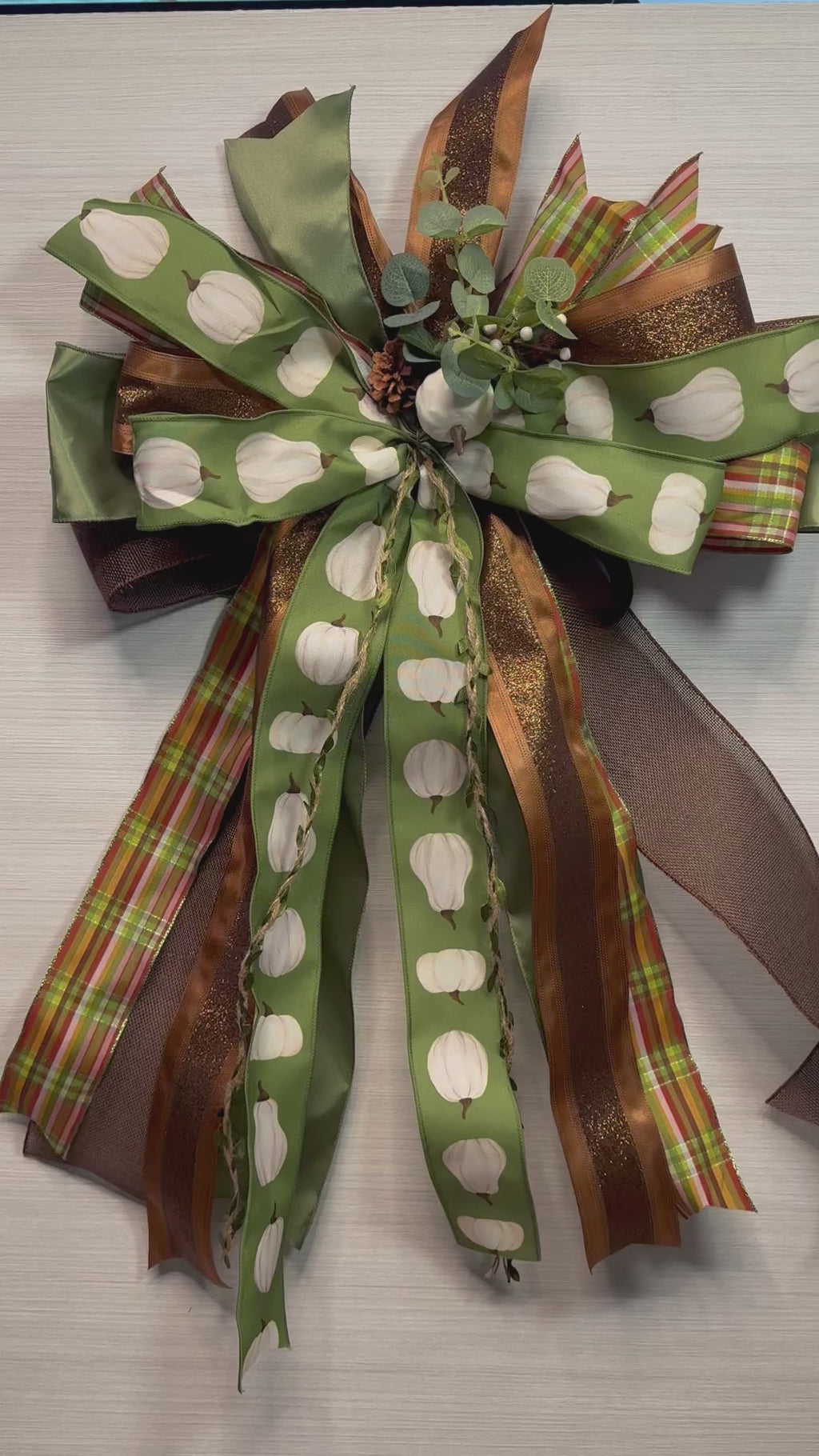 Harvest Manor Luxury Oversized Door Bow – Olive Green, Pumpkin & Copper Fall Statement Bow