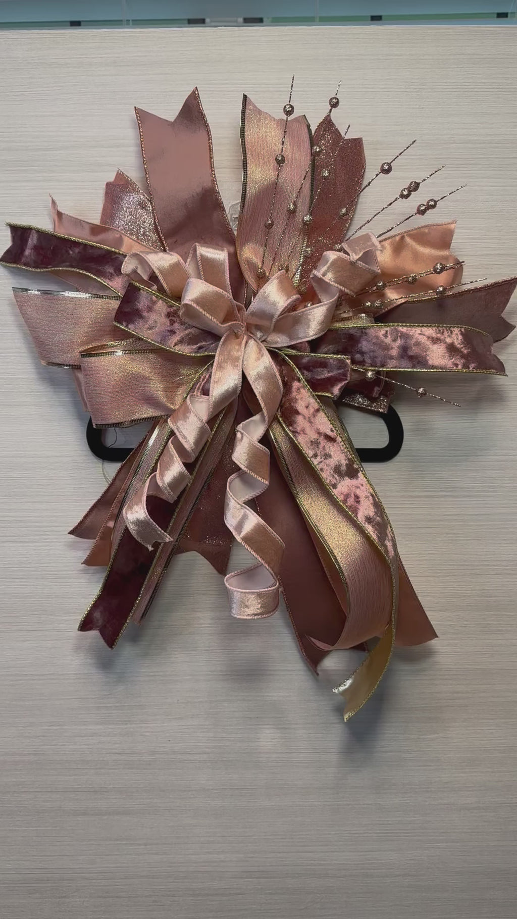 Candlelit Autumn Medium Door Bow – Blush, Rose Gold & Copper Fall Statement Bow