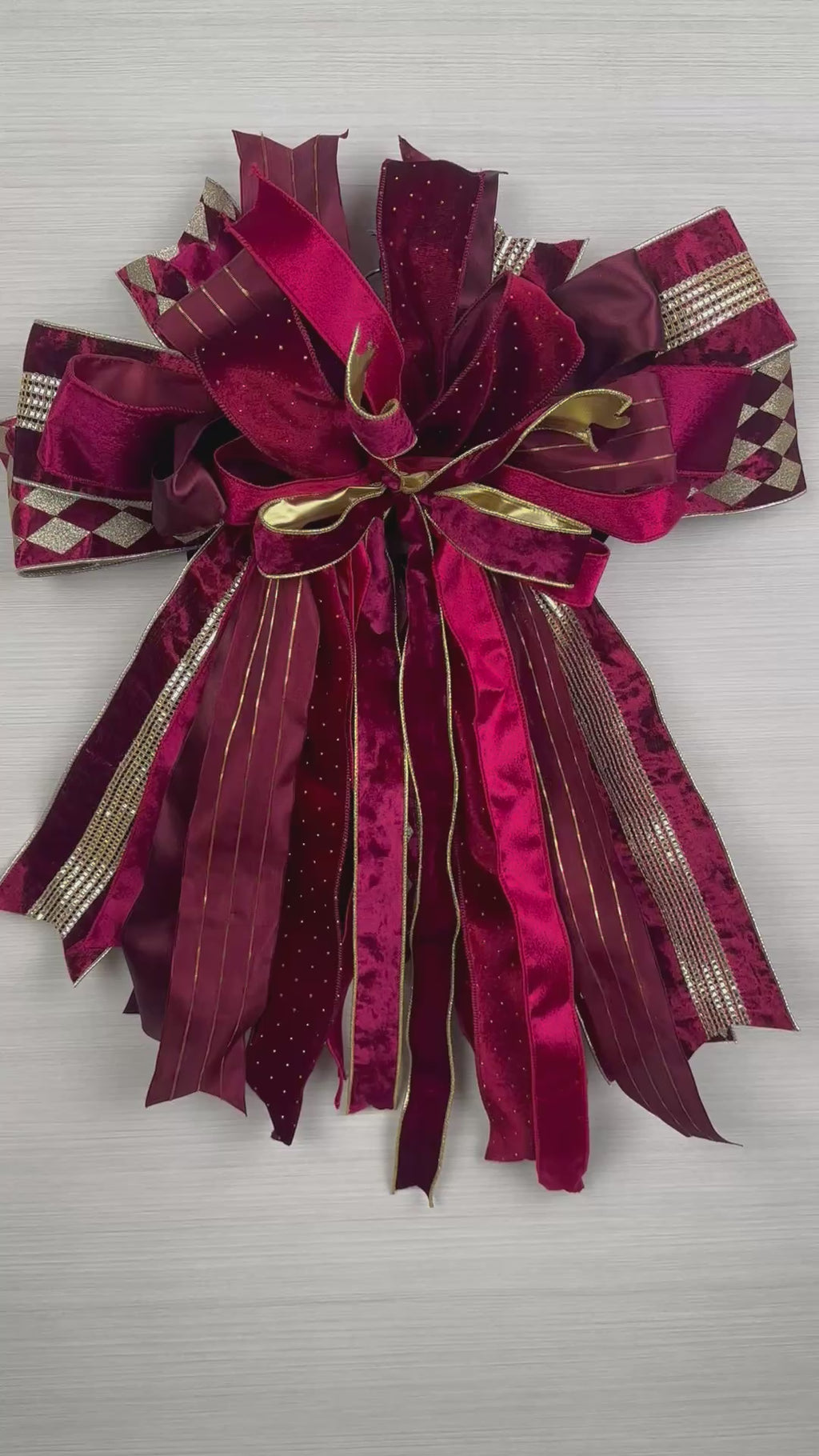 Velvet Midnight Luxury Oversized Door Bow / Burgundy and Gold