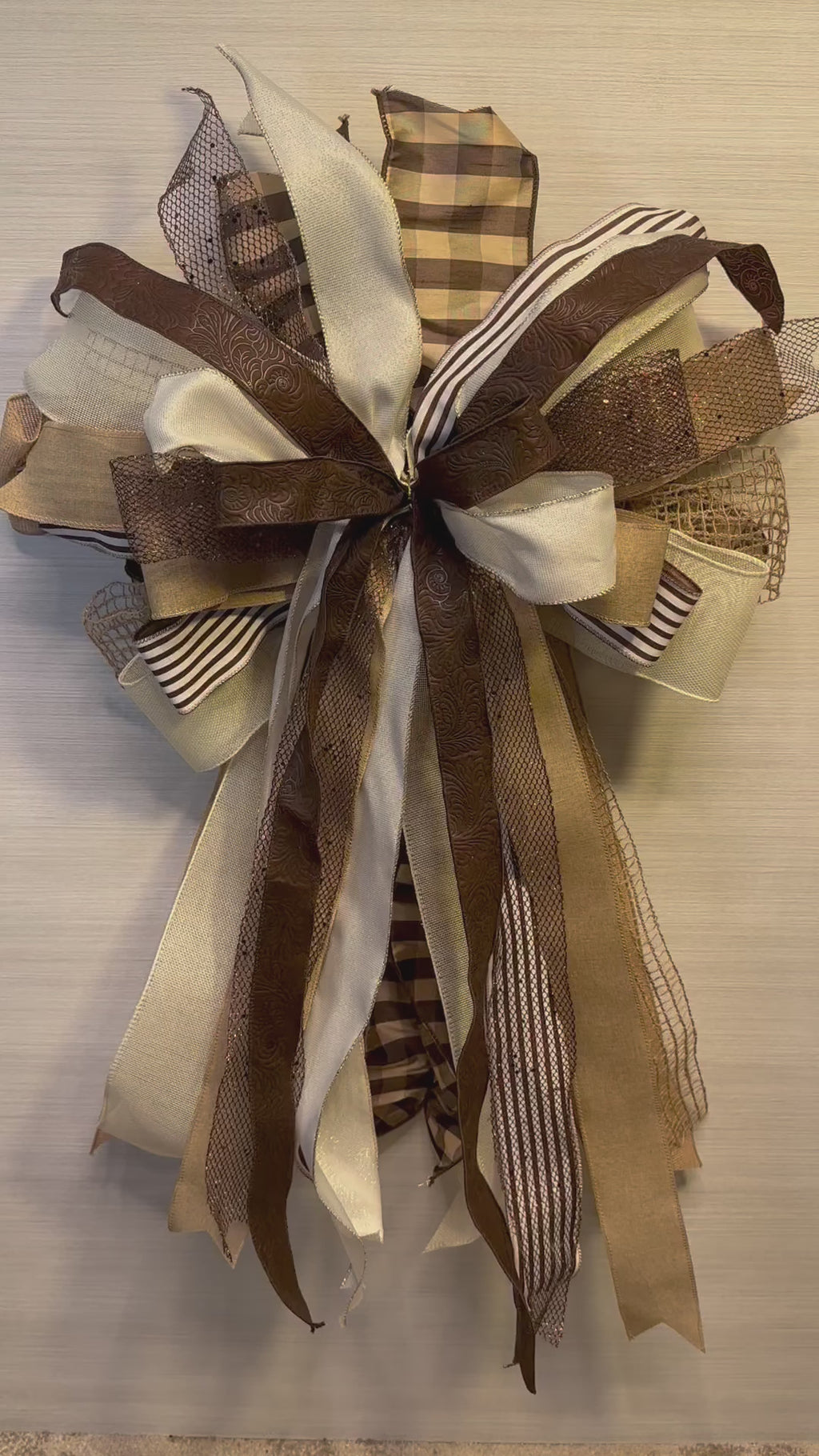 Chocolate Noir Luxury Oversized Door Bow | Chocolate Brown, Cream, Bronze Statement Bow