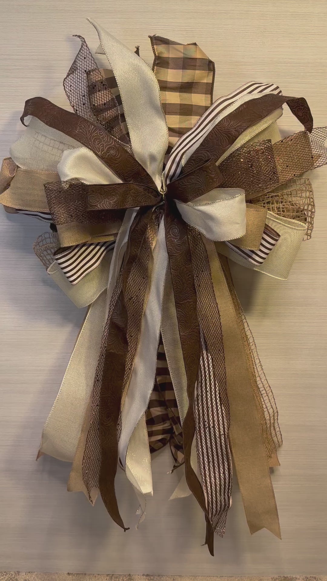 Chocolate Noir Luxury Oversized Door Bow | Chocolate Brown, Cream, Bronze Statement Bow