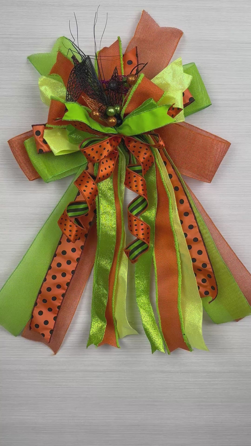 I Put a Spell On You Oversized Halloween Door Bow / Orange & Lime Green