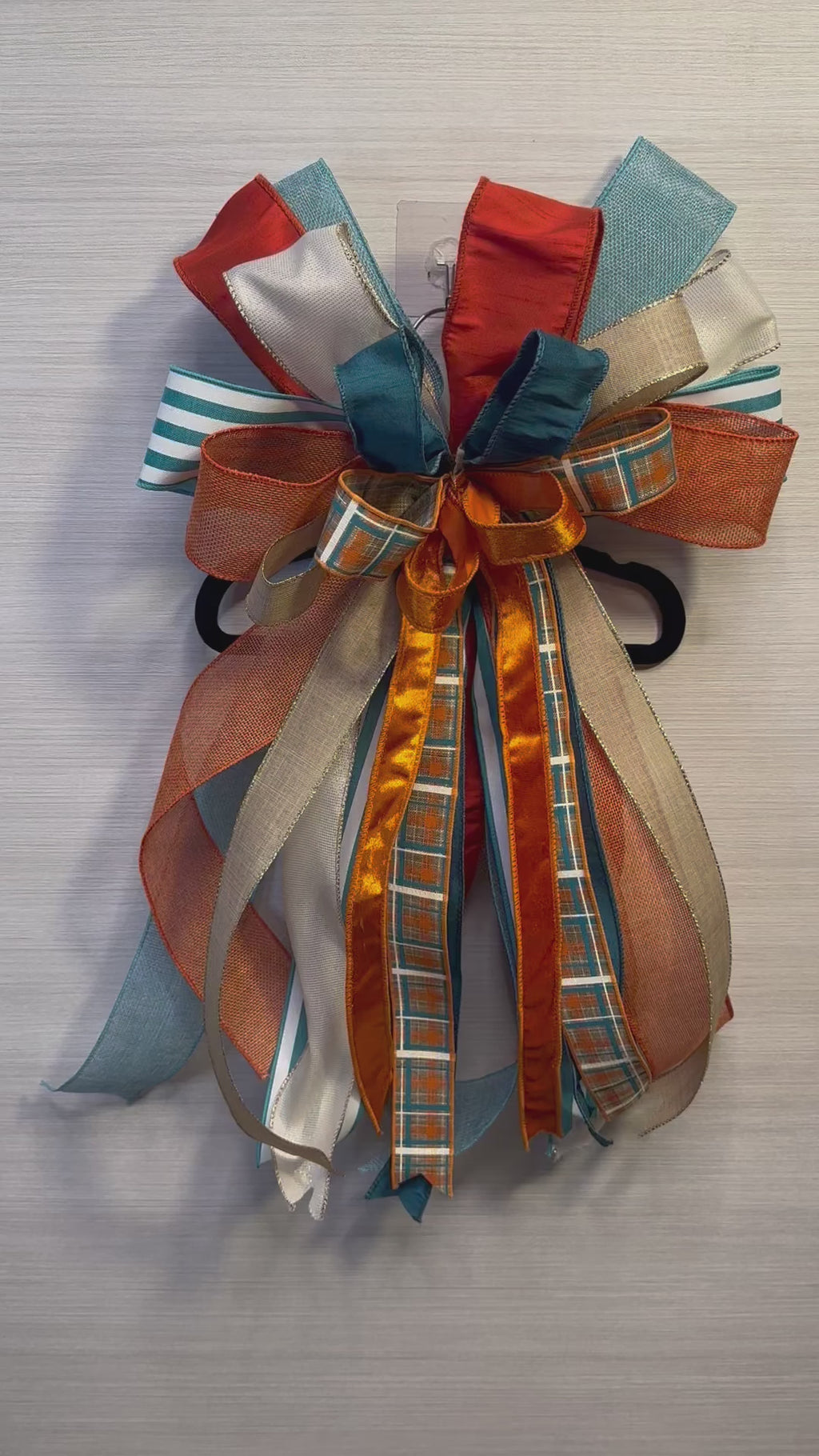 Copper Crush | Luxury Door Bow | Orange, Turquoise, Ivory and Tan Statement Bow