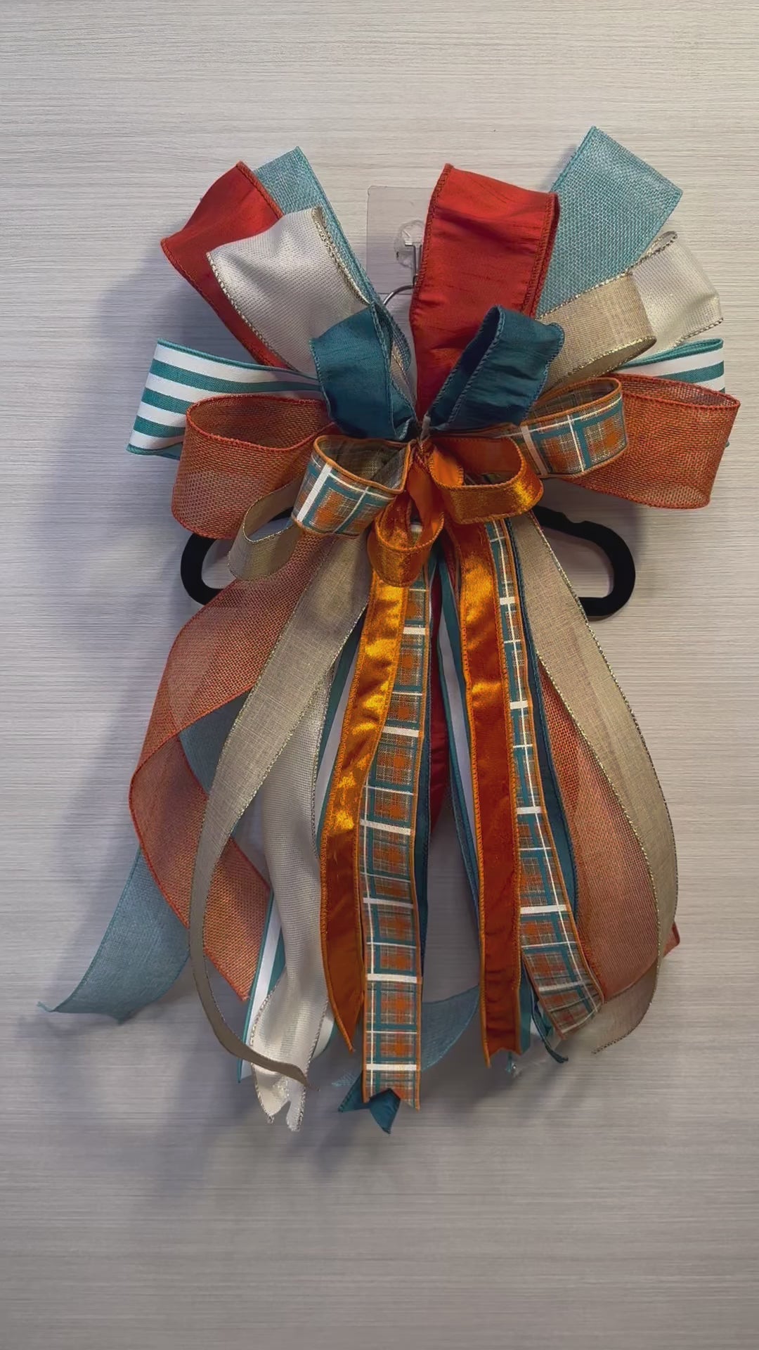Copper Crush | Luxury Door Bow | Orange, Turquoise, Ivory and Tan Statement Bow