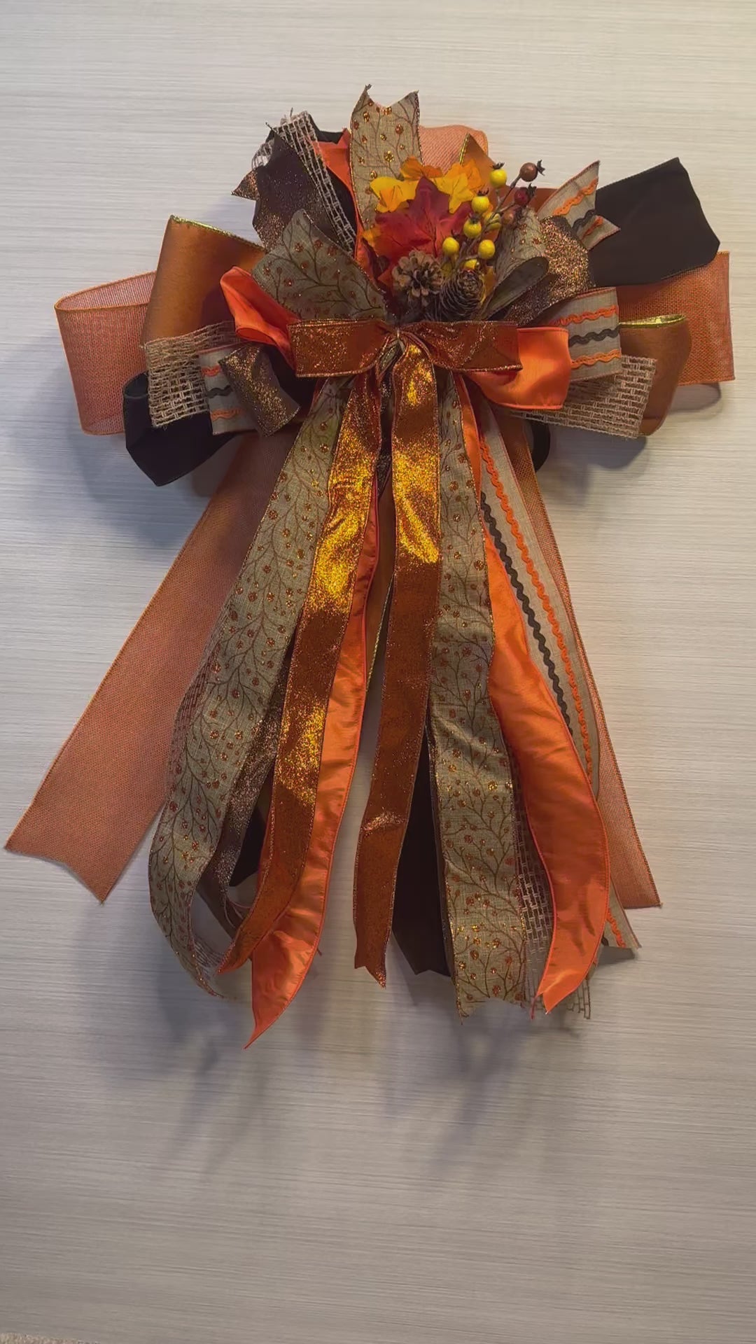 The Harvest Society Luxury Oversized Door Bow | Burnt Orange, Copper, Black & Autumn Statement Bow